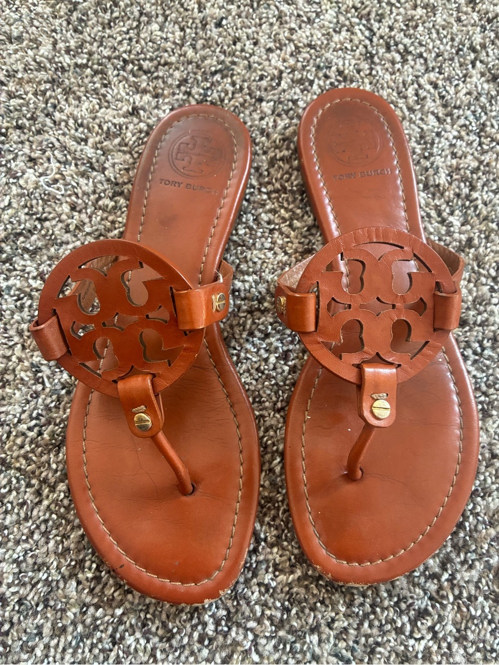 Tory Burch Miller Brown Thong Sandals 8.5